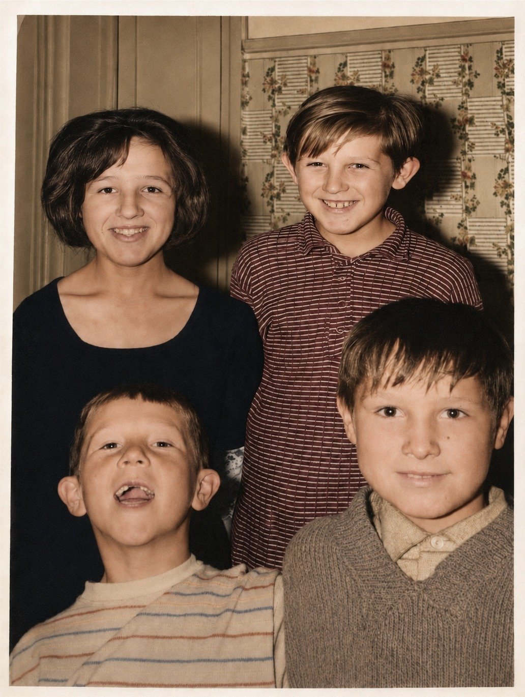 Four siblings, restored and colourised