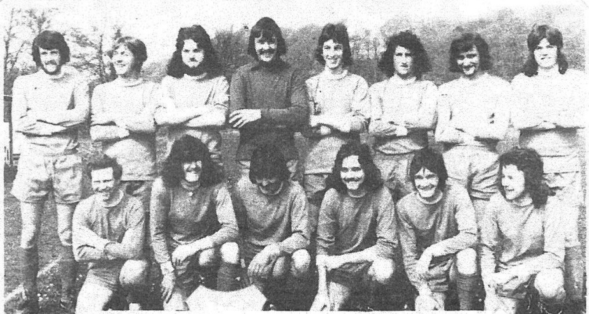 The same team photo, original newsprint scan